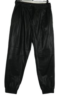 Dámské černé koženové cuff kalhoty Zara 