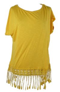 Dámské žluté tričko s třásněmi C&A