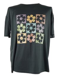 Dámské tmavošedé oversized tričko s kytičkami Shein 