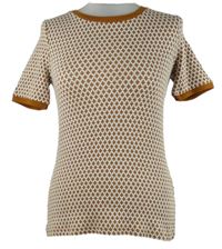 Dámské skořicovo-bílé vzorované pletené tričko Esprit 
