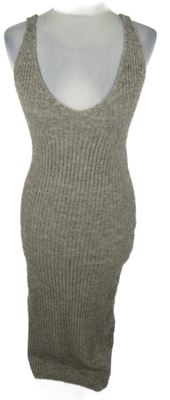Dámské hnědé žebrované pletené midi šaty H&M