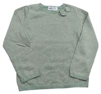 Světlezelený třpytivý svetr s mašlí H&M