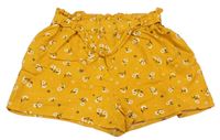 Hořčicové květinové lehké kraťasy Primark