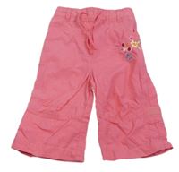 Růžové plátěné roll-up kalhoty s kytičkami Mothercare