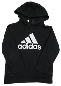Černá mikina s logem a kapucí Adidas