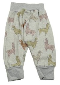 Světlešedé melírované baggy lehké tepláky s lamami