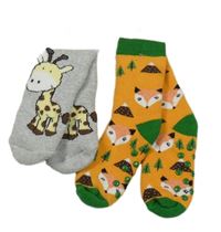 Nové - 2x ponožky šedé se žirafou+ oranžové s liškami
