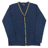 Tmavomodrý propínací svetr s proužkem Next