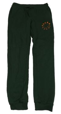 Tmavozelené tepláky s nápisem Jack & Jones