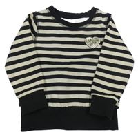 Černo-zlatá pruhovaná mikina se srdcem C&A