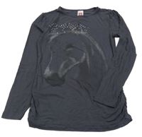 Tmavošedé triko s koníkem C&A