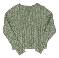 Zeleno-bílý melírovaný crop svetr H&M