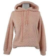 Dámská růžová chlupatá vzorovaná mikina s kapucí Shein