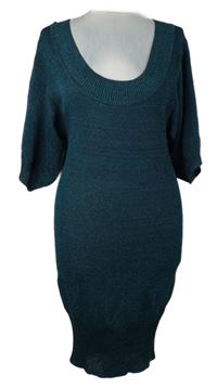 Dámské tmavozelené třpytivé pletené šaty H&M