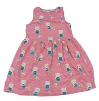Růžové bavlněné šaty s kočkami zn. M&S