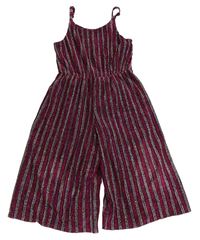 Fuchsiovo-barevný pruhovaný třpytivý culottes overal M&S