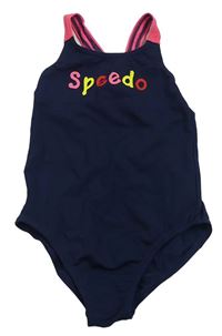 Tmavomodré jednodílné plavky s logem Speedo