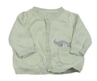 Zelenkavý pruhovaný propínací svetr se slonem Mothercare