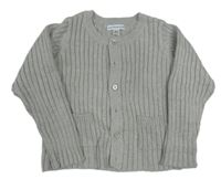 Šedý žebrovaný propínací svetr Vertbaudet