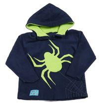 Tmavomodrá fleecová mikina s pavoukem a kapucí 