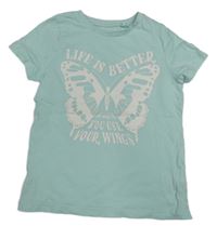 Mintové tričko s motýlem F&F