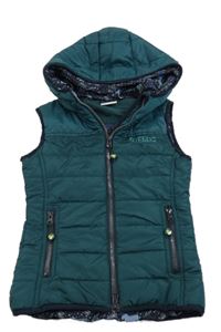 Tmavozelená šusťáková zateplená jezdecká vesta s kapucí Steeds
