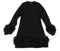 Černé pletené žebrované šaty s kožešinovým lemem River Island
