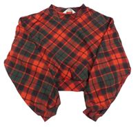 Červeno-tmavozelená lehká crop mikina H&M