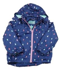 Tmavomodrá šusťáková jarní bunda s kapkami a kapucí Impidimpi