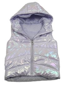 Lila metalická šusťáková zateplená vesta s kapucí St. Bernard