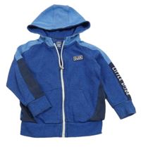 Safírovo-modrá propínací mikina s nášivkou a kapucí F&F