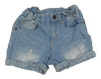 Světlemodré riflové kraťasy ošoupaného vzhledu