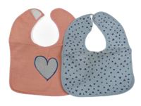 2x bryndák se srdíčky - lososový + světlemodrý