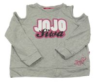 Šedá mikina s nápisem a volnými rameny - Jojo Siwa