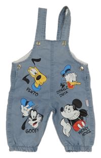 Světlemodré plátěné laclové kalhoty s Mickeym a kamarády 