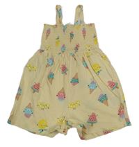 Béžový kraťasový overal se zmrzlinami a žabičkováním H&M