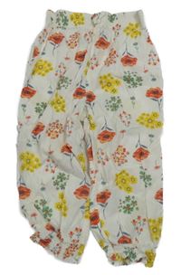 Bílo-barevné květované volné kalhoty M&Co.