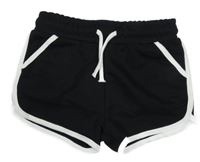 Černé teplákové kraťasy s bílým lemem Primark