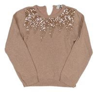Růžový třptivý svetr s flitry Primark
