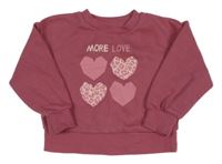 Růžová mikina se srdíčky Primark