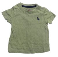 Khaki melírované tričko s dinosaurem Peacocks 