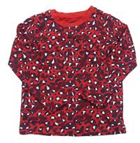 Červeno-tmavomodro-bílé vzorované triko Lupilu