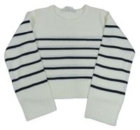 Smetanovo-černý pruhovaný crop svetr H&M