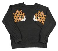Tmavošedá mikina s leopardy H&M