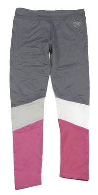 Šedo-růžovo-bílé sportovní legíny Body Glove 