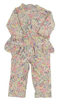 Světlerůžový kytičkovaný UV overal s volánkem Mothercare 