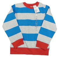 Modro-šedo-červená pruhovaná mikina H&M