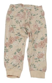 Světlerůžové květované tepláky H&M