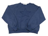 Tmavomodrá oversize crop mikina s hvězdou H&M