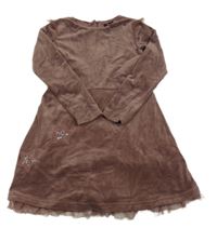 Vínové sametové šaty s hvězdičkami a tylovým volánkem 